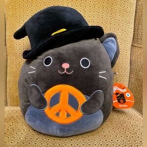 NWT 2023 Squishmallow 12” Rambly the Black Cat with Peace Sign